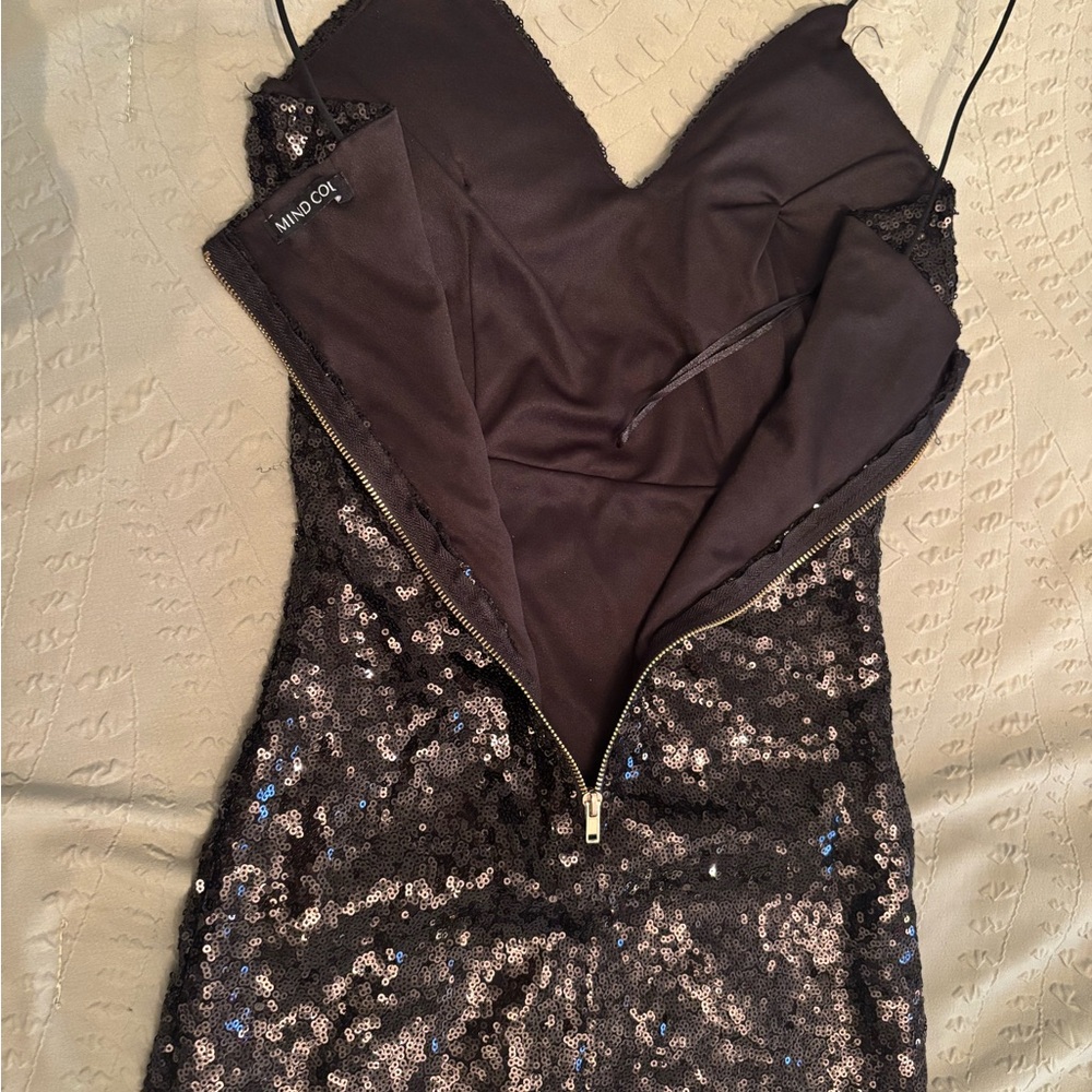 Mind Code Black Sequin Mini Dress - image 6